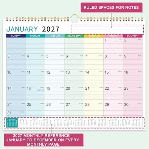 Calendar 2026-2027- Wall Calendar 2026-2027, July 2026 - December 2027, 18 Monthly Calendar with Thick Paper, 15" x 11.5", Hanging Hook - Colorful Lump 5