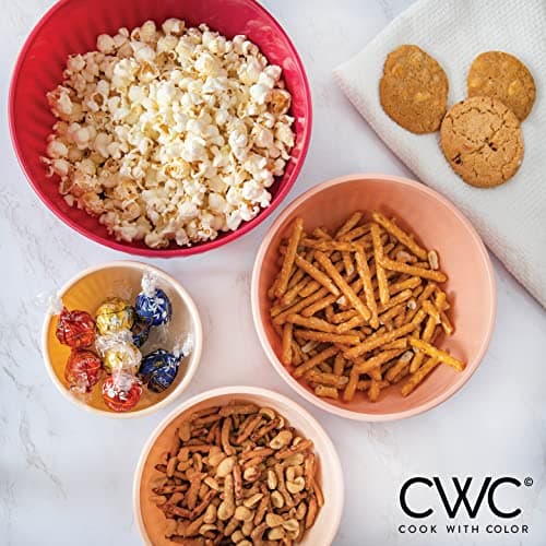 COOK WITH COLOR Prep Bowls with Lids- Wide and Deep Nesting Plastic Small Mixing Bowl Set with Lids, 8 Piece Set - Deep Bowls, Rose 7