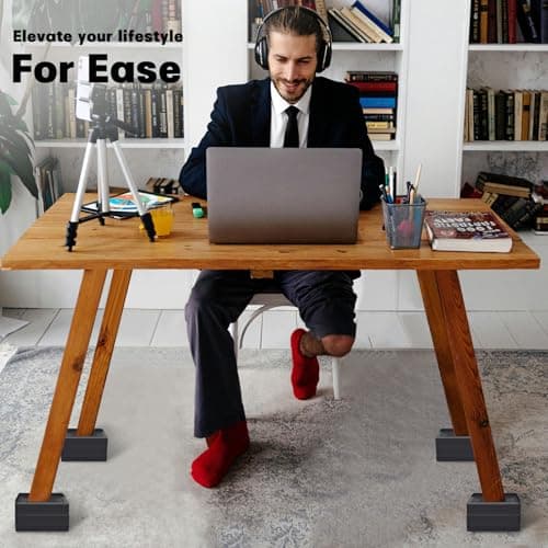 ANNKUT Rectangle Bed Risers, 3 Inch Heavy Duty Adjustable Furniture Risers for Bed Sofa Table and Couch Lift，Support Up to 1,300 Lbs (4 Pack-Black) 6