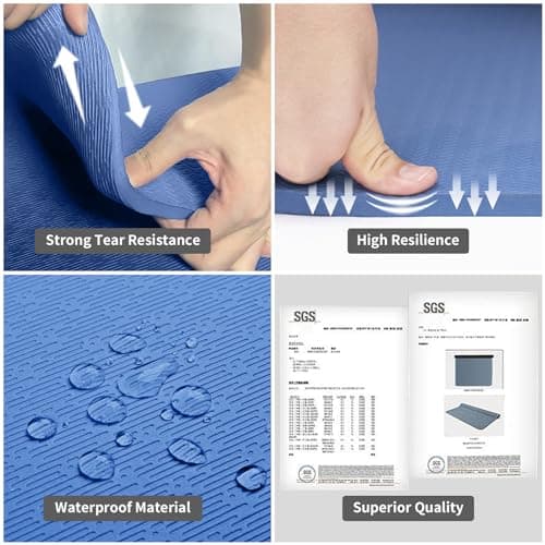 Hatha Yoga Extra Long TPE Yoga Mat 79" x 40” x 1/2" Thick Non-slip Exercise Mat for Home Gym Use, Yoga, Pilates, Fitness & Workouts (Blue) 6