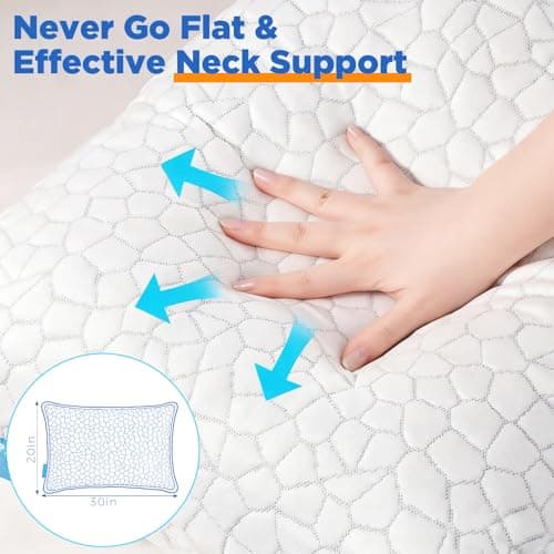 Cooling Bed Pillows for Sleeping 1 Pack Shredded Memory Foam Pillows Adjustable Cool Pillow 5