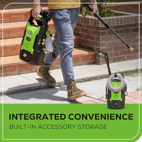 Greenworks Compact Electric Pressure Washer, 1.2 GPM (CSA Certified, Lightweight, 20 FT Tangle-Free Hose, 35 FT Power Cord) Great For Cars, Fences, Patios, Driveways, Decks and Patios 6