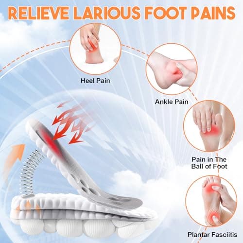 4D Insoles - 4D Cloud Technology Insole - Super Soft, Ultra Comfort Insoles, Plantar Fasciitis Insoles, 4D Sports Shoes Insoles, Acupoint Massage Insole for Foot & Joint Support (Black, 11-12) 6