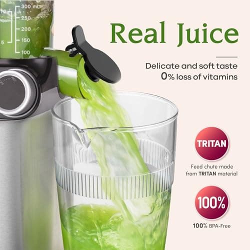 Anybear Cold Press Juicer, 200W Masticating Slow Juicer 4.3" Large Feed Chute Fit Whole Fruits Vegetables | Upgraded Auger | Tritan Material | BPA Free | Juice Recipes (Black) 8