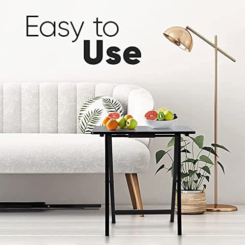 PJ Wood 2-Pack Folding TV Tray Set, Black - Collapsible Portable Snack Serving Tables, Home Furniture for Living Room, Bedroom, and Kitchen 5