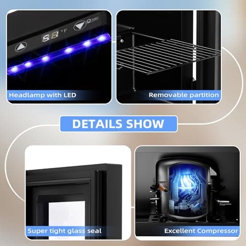 Antarctic Star 18L Beverage Refrigerator Cooler 24Can, Mini Fridge with Quiet Compressor, LED Light,Freestanding Small Fridge with Electronic Temperature Control for Home and Bar(40-61 ℉) 6