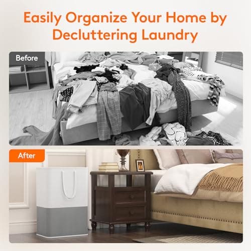 Lifewit 2 x 80L Laundry Hamper, Freestanding Laundry Basket with Handles, Waterproof Tall Collapsible Clothes Hamper for Laundry Dorm Bedroom Bathroom, Dark-Light 6