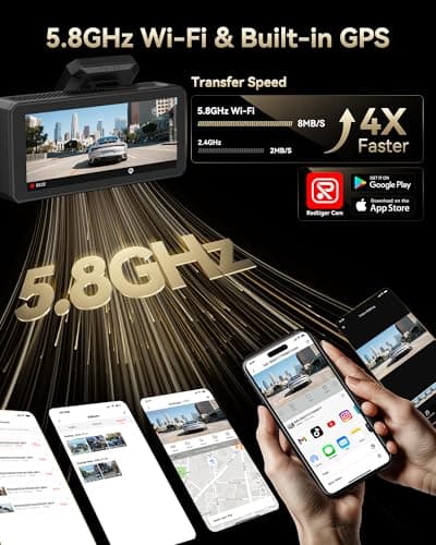 REDTIGER F77 4K+4K Dash Cam Front and Rear, Dual STARVIS 2 IMX678 HDR, Built-in 128GB eMMC, Voice Control Dash Camera for Cars with 5.8GHz WiFi, 4'' Touch Screen, GPS, Night Vision, 24H Parking Mode 6