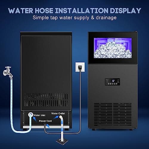 Upgraded Commercial Ice Maker 130LBS/24H with 35LBS Storage Bin, 15" Wide Frosted Black Undercounter/Freestanding Ice Maker Machine for Home Bar Outdoor, 45PCS Ice Cubes Ice Machine, Self Cleaning 5