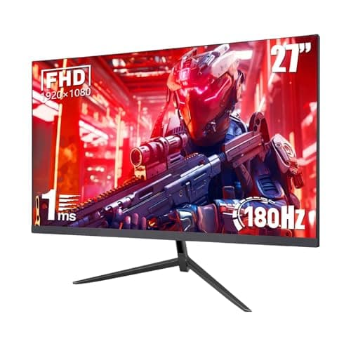 27 Inch FHD Gaming Monitor, 180Hz 1ms Computer Monitors, AMD FreeSync, HDR10, Borderless Design, Dual HDMI & DP, Eye Care, FPS Counter, Crosshair, VESA Mount
