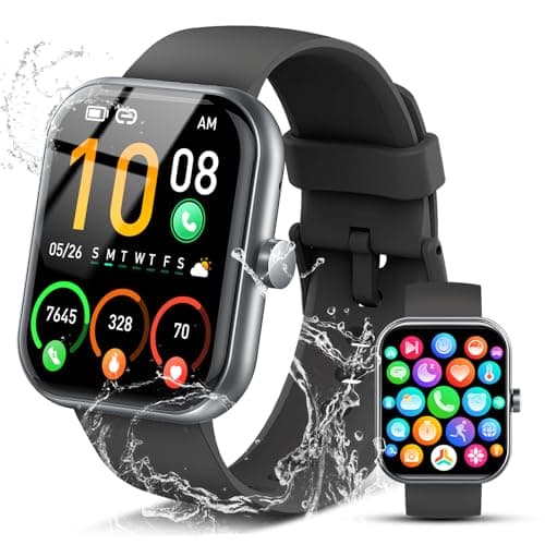 2025 Smart Watch for Men Women, 1.96" HD Fitness Tracker Running Watch (Answer/Make Call), IP68 Waterproof,Pedometer, Step/Sleep/Heart Rate Monitor,110+ Sport Mode Smartwatch for iOS Android Phone