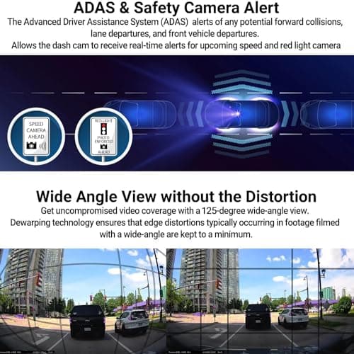 THINKWARE Q200 2K 1440P QHD Dash Cam for Cars, WiFi, WDR, Speed Red Light Cam Alerts, ADAS, 256GB Max, Parking Monitor, Super Night Vision (Free 32GB, 12V Cigar, Hardwiring Cable) (1CH Front) 5