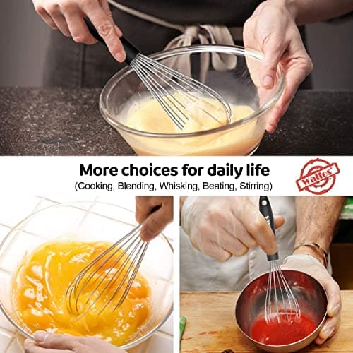 Stainless Steel Wire Whisk Set - 3 Packs Balloon Whisk, Thick Wire Wisk ＆ Strong Handles, Egg Frother for Cooking, Blending, Whisking, Beating and Stirring (7"+9"+11") 8