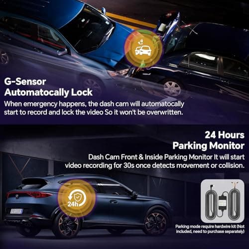 3 Channel 4K Dash Cam Front and Rear Inside, Built-in 5G WiFi, 4K+1080P+1080P Dash Camera for Cars with 64GB Card, Dashcam with Loop Recording,24H Parking Monitor,Night Vision,Support 512GB Max Silver 6