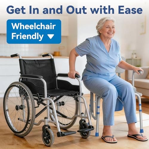 Loyoda Drop Arm Bedside Commode, Commode with Padded Seat and Backrest, 500lbs Capacity, 5.81QT Removable Bucket, Adjustable Height Portable Toilet for Adults, Gray 8