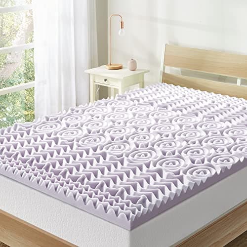 Mellow 2 Inch 5-Zone Memory Foam Mattress Topper, Soothing Lavender Infusion, Dorm Essentials, King