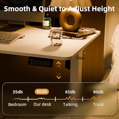 ERGOMAKER Electric Standing Desk, 31.5" x 23.6" Height Adjustable Sit Stand Desk with Splice Board for Home Office, Computer Desk Memory Preset (White Frame, White Desktop) 5