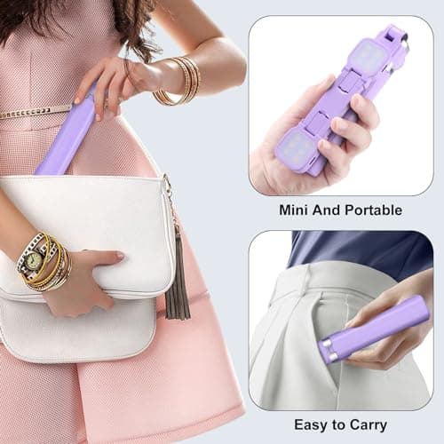 MQOUNY Mini iPhone Tripod Stand & Selfie Stick with Wireless Remote & Removable Light, Extendable Stand 360 Rotation Compatible with iPhone & Android Samsung (Purple) 7