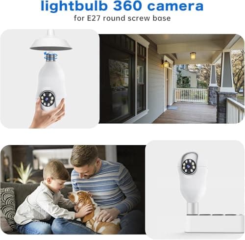 Noahcam Light Bulb Security Camera 2 Pack, 5g/2.4ghz Lightbulb Security Cameras Wireless Outdoor EseeCloud, 2K 360 Front Porch Cam Screw in Light Socket Motion Sensor Color Night Vision 2-Way Audio 6