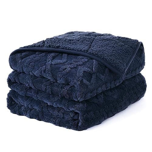 Topblan Weighted Blanket for Adults, 60" x 80" 15lbs, Soft Sherpa Queen Size Heavy Blanket with 3D Jacquard Flannel Fleece Weighted Blankets for Couch and Bed
