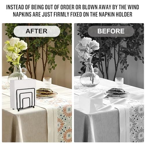Fengzhe Napkin Holder for Table, Suitable for Kitchen, Restaurant, and Outdoor Use, Paper Cocktail Napkin Holder that Matches Various Dining Room Decor Styles.(5.43'' x 2.17''x 5.04''Black) 6