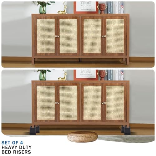 ANNKUT Bed Risers 12 inch Heavy Duty,Elevation in Heights 1,2,3,4,5,6,7,8,9,10,11,12 Inch，Adjustable Furniture Risers for Chair Table and Desk Legs Lifting (4 Pack,Black) 5