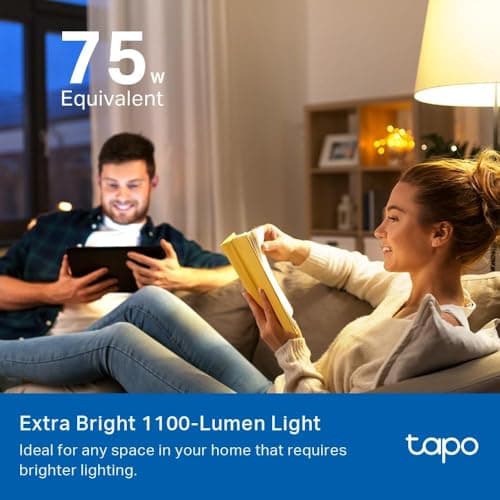 TP-Link Tapo Smart Light Bulbs, 1100 Lumens High Brightness(75W Equivalent), Matter-Certified, 16M Colors RGBW LED Bulb, Dimmable, CRI>90, Voice Control w/Siri, Alexa & Google Home, A19 E26 Tapo L535E 5