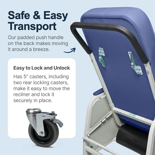 Lumex 3-Position Medical Recliner, Reclining Geri Chair with Wheels, Royal Blue 5