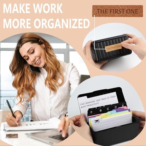 JEHAPPYTRY 3x5 Index Card Holder Set - Exquisite Recipe Box with Index Card Dividers Inclu Assorted DIY Stickers, 150 Colored Index Cards, Labels, Snap Rings, A-Z Dividers and Index Card Box, Black 6