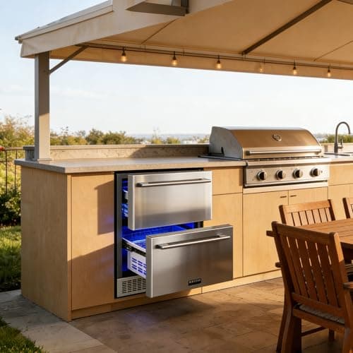 BODEGA 24 Inch Beverage Fridge under Counter, 2 Drawer Outdoor Coolers for Patio and Deck Weatherproof, Stainless Steel Beverage Refrigerator for Beer, Soda, Holds 180 Cans 9