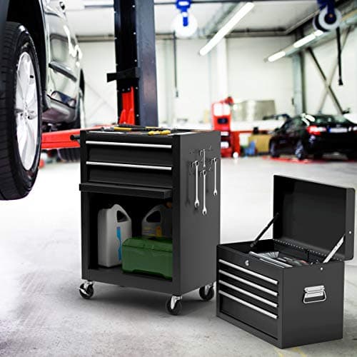 Goplus Rolling Tool Chest, 6-Drawer Tool Box Organizer w/Auto Locking System & Lockable Wheels & Sliding Drawers & Detachable Top, Tool Storage Cabinet for Garage Workshop (Black) … 9