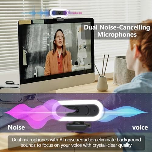 Hgarsin 2K Webcam for PC,Streaming Computer Camera with Fill RGB Lights,Autofocus Webcam with Microphone and Cover,Plug-Play USB Web cam for Desktop Computer,Meeting,Gaming,Video Calling 6