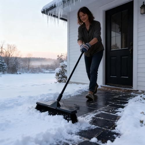 Eyliden Deck & Workshop 18" Push Broom - from Driveway to Patio, One Broom for Every Surface | 66" Adjustable Handle, Heavy-Duty Stiff Bristles Sweeper for Concrete Sidewalk Yard Garage & Snow, Black 9