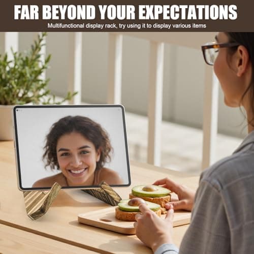 HAOIOKCS Premium Cookbook Stand, The Surface of The Cookbook Holder Features The Natural Grain of Wood, Cook Book Stand for Kitchen Counter, Rustic Brown Recipe Book Holder Stand 7