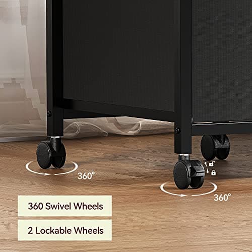 IDEALHOUSE 4 Drawer File Cabinet, Mobile Filing Cabinet Rolling Printer Stand Fits A4 or Letter Size, Fabric Vertical File Cabinet with Wheels, Under Desk Storage Cabinet for Home Office, Black 7