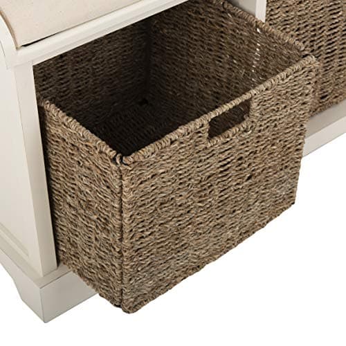 Safavieh American Homes Collection Lonan Grey and White Wicker Storage Bench 12