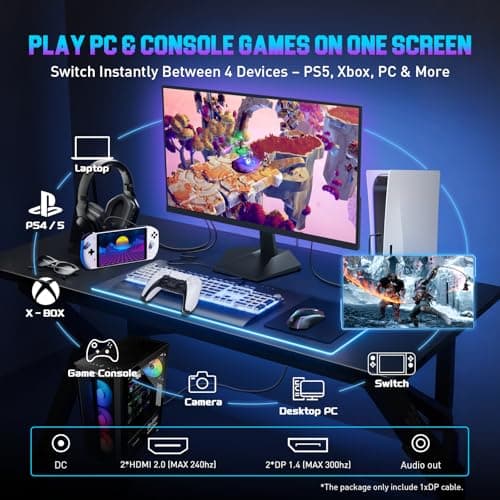 SANSUI Gaming Monitor, 24.5" 300hz 240hz FHD 1080P 1ms FPS PC Monitor Gaming, HDR, FreeSync, DisplayPort x2 HDMI x2, Fast IPS, 120% sRGB, Audio Jack, VESA Support, Desktop Compatible(ES-G25X1 PRO) 5