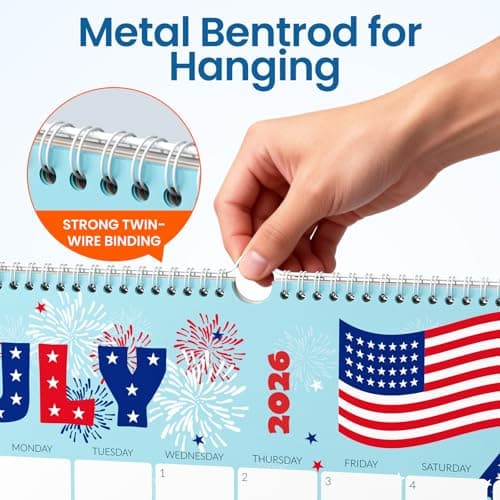 SUNEE Calendar 2024-2025- 18 Months Wall Calendar Oct. 2024 - Mar. 2026, 14.5"x11.5" Big Grid Hanging Calendar with Note for Organizing & Planning, Cute 6