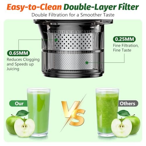 LQZ Cold Press Juicer,Slow Masticating Juicer Machines,350W Juice Extractor Machine,5.3" Large Bore Feed Chute Fit Whole Vegetables and Fruits,Easy to Clean Juicer 5