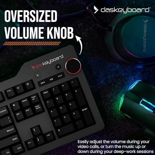 Das Keyboard 4 Professional for Mac Wired Mechanical Keyboard, Cherry MX Brown Mechanical Switches, 2-Port USB 3.0 Hub, Volume Knob, Aluminum Top (104 Keys, Black) 6