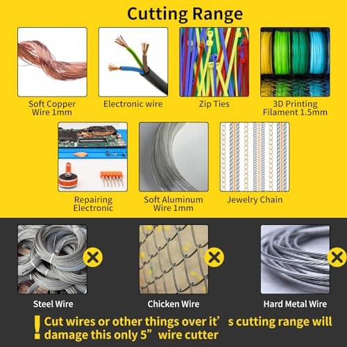 HongWay 5pcs Micro Flush Cutters, Wire Cutter with Internal Spring, Diagonal Cutters for Electronics, Heating Wire, Model Sprue, Soft Copper Wire Snips, 5 Inches, Yellow 7