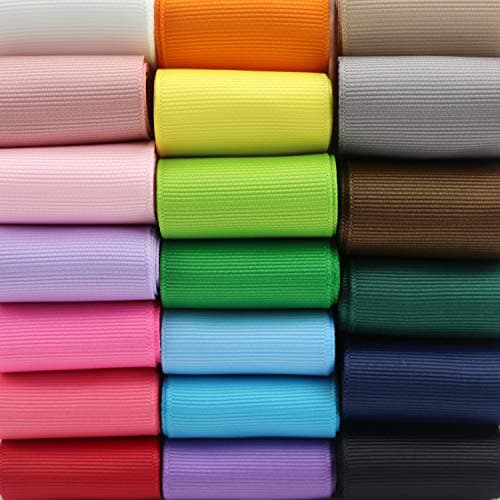 Midi Ribbon 2 Inch Grosgrain Ribbon 20 Solid Color Assortment, 2" X 2 Yard Each, Total 40 Yds Per Package, Wide Ribbons Grosgrain Thick Hair Ribbons for Hair Bows 8