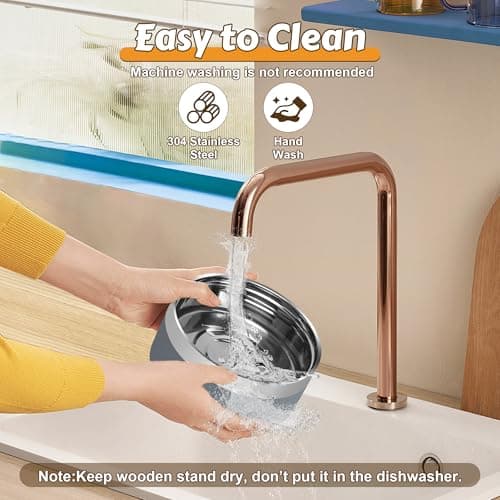 UPSKY Elevated Dog Bowls – 27oz Stainless Steel Anti-Spill Set with Wooden Stand, Double Raised Bowls for Small/Medium Dogs to Reduce Neck Strain & Improve Digestion 6