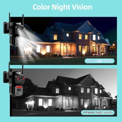 BEENOCAM 4K Solar Security Cameras Wireless Outdoor, Dual Lens 360°PTZ Solar Cameras for Home Security with Color Night Vision,PIR Human Detection, Auto Tracking,Spotlight/Siren Alarm, 2.4/5Ghz WiFi 5