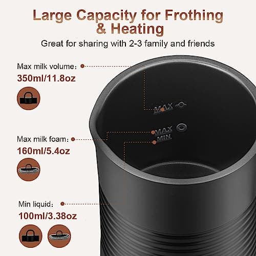 GAOCO Electric Coffee Milk Frother, Milk Steamer Soft Foam Maker with Two Whisks for Frothing and Heating Milk, 4 IN 1 Multifunction for Hot & Cold Froth, Automatic off & Easy Cleaning 5