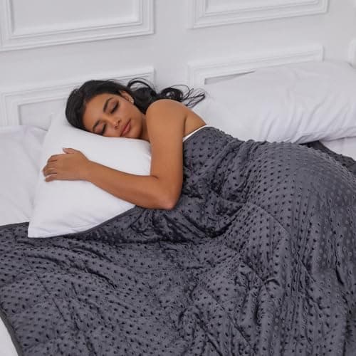 Weighted Blanket for Adults, Comfortable and Soft Throw Weighted Blanket with Premium Glass Beads for All Season 15 lbs 60"x80", Dark Grey 5