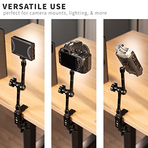 VIVO Aluminum C-Clamp with 1/4 inch-20 and 3/8 inch-16 Female Socket, 5 Mounting Threads, up to 1.8 inch Desktops, 2 Pack, Black, MOUNT-CP02 7