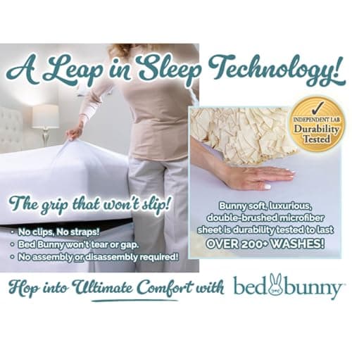 Bed Bunny King Locking Fitted Bed Sheet Set (4 Pcs), Stays On & Won’t Slip Off, Built-in StayFit Compression System Hugs Mattresses, AS SEEN ON TV, Wrinkle & Stain Resistant CopperSoft™ Fabric (Cream) 8