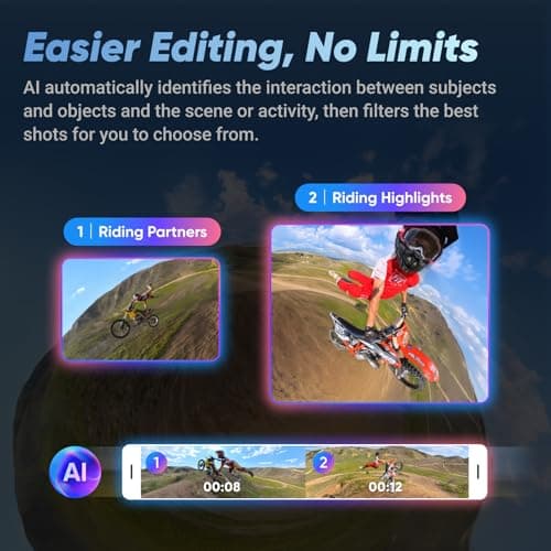 Insta360 X4 Motorcycle Bundle- 8K Waterproof 360 Action Camera, 4K Wide-Angle Video, Invisible Selfie Stick, Removable Lens Guards, 135 Min Battery Life, AI Editing, Stabilization, for Sports, Travel 9