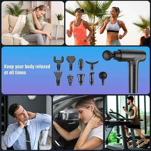 cotsoco Massage Gun, Muscle Massage Gun Deep Tissue Back Massager for Pain Relief, 20 Speeds Handheld Electric Massager Tool with Silent Brushless Motor, Suitable for Gym Office Home Travel 8